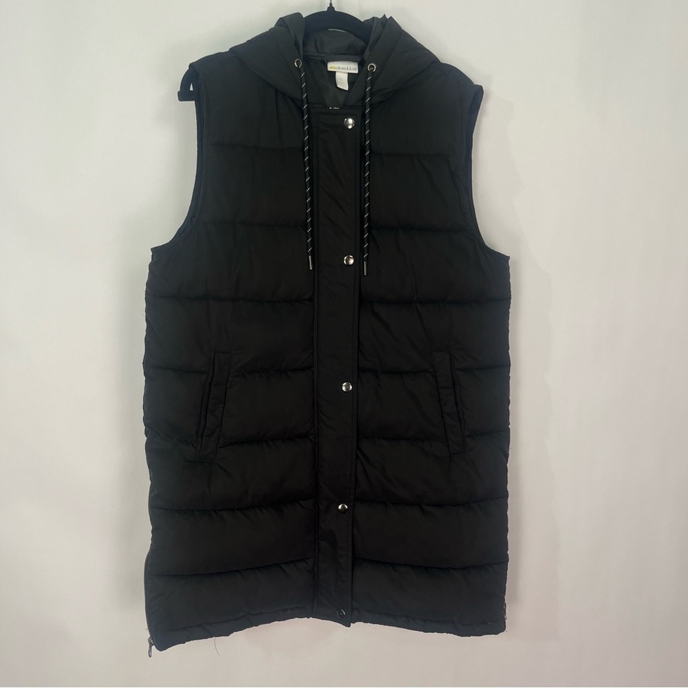 Nordstrom Zella Women’s Black Puffer Vest Hooded Sz XS